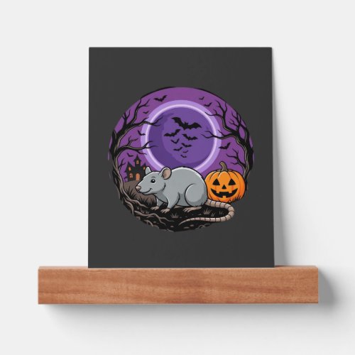 Halloween Rat Moonlit Pumpkin Vector Design Picture Ledge