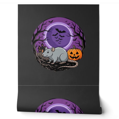 Halloween Rat Moonlit Pumpkin Vector Design Wallpaper