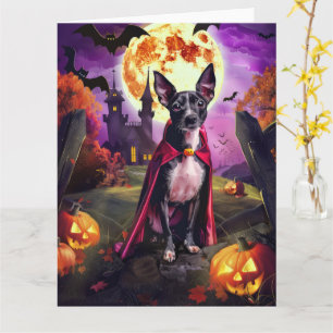 Halloween Rat Terrier Vampire Pumpkins Scary  Card