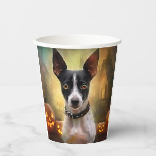 Halloween Rat Terrier With Pumpkins Scary Paper Cups