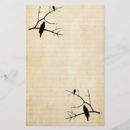 Halloween Raven and Owl Old Paper Stationary