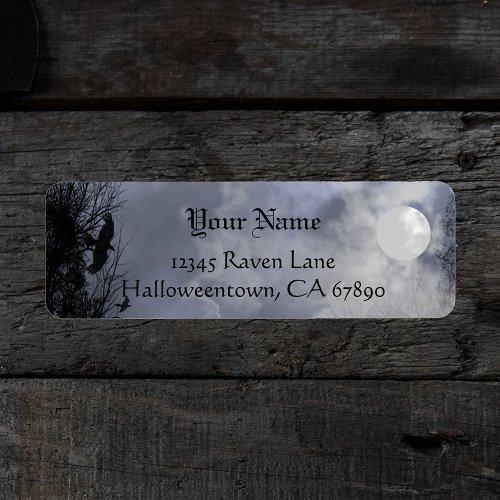 Halloween Raven Blue Sky Custom Address Label