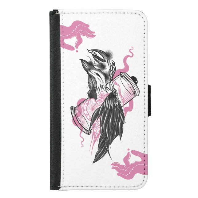 Halloween Raven  Buddha hand Galaxy S5 Wallet case (Front)