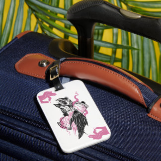 Halloween Raven Card Slot with Pink Buddha Hands Luggage Tag