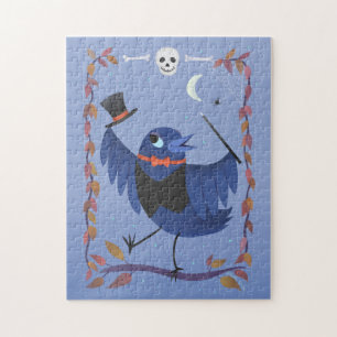 Halloween Raven Crow Moon Magic Jigsaw Puzzle