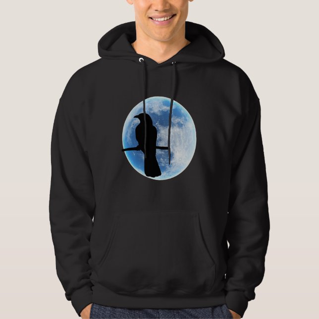 Halloween Raven  Crows on a branch by the full moo Hoodie (Front)