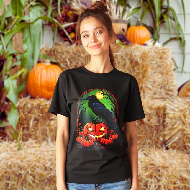 Halloween Raven in a Pumpkin Patch Tri-Blend Shirt (Creator Uploaded)