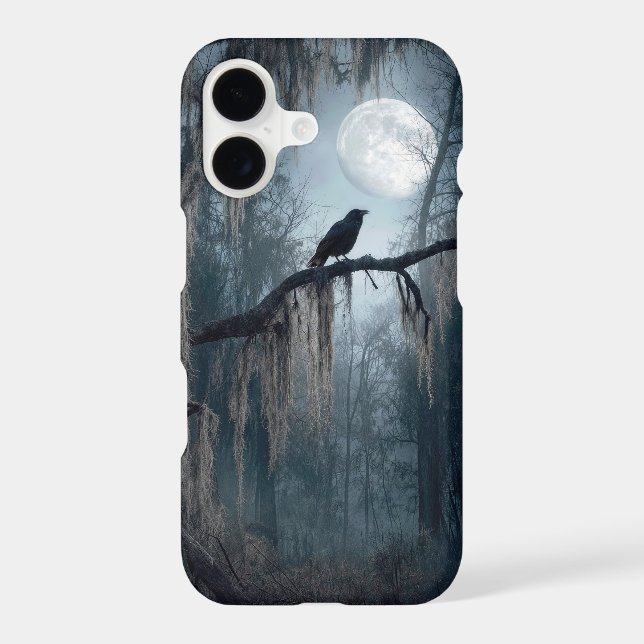 Halloween Raven in a Spooky Forest iPhone Case (Back)