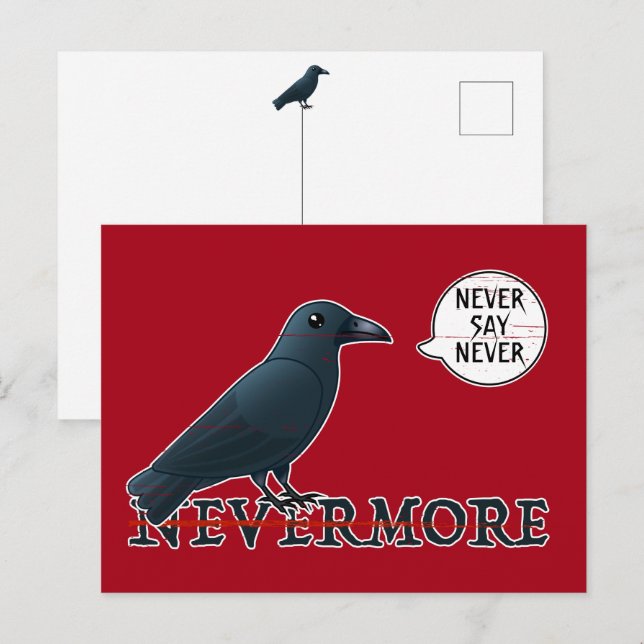Halloween Raven: Never Say Never (Not E.A. Poe's)  Postcard (Front/Back)