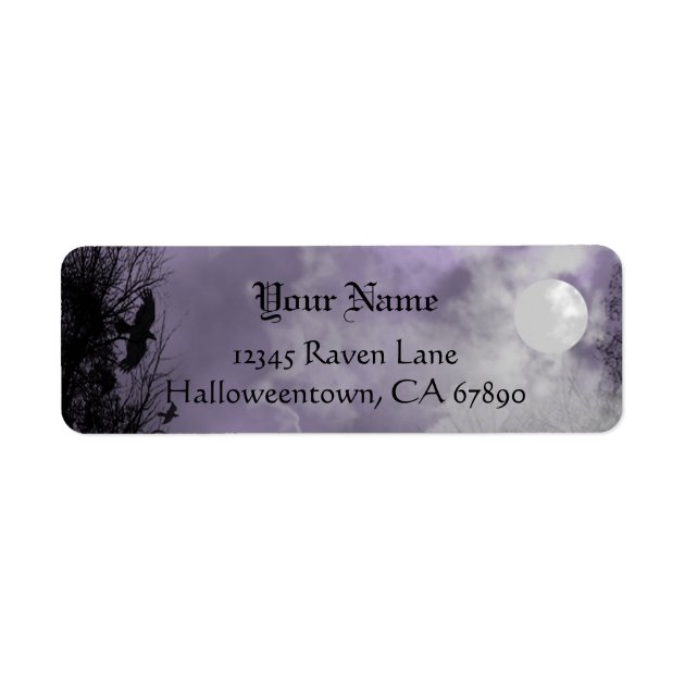 Halloween Raven Purple Sky Custom Address Label