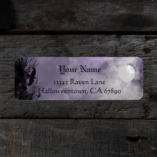 Halloween Raven Purple Sky Custom Address Label
