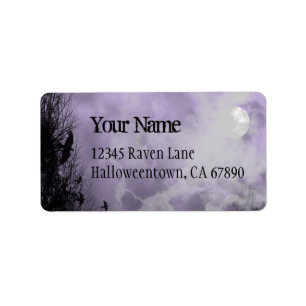 Halloween Raven Purple Sky Custom Address Label