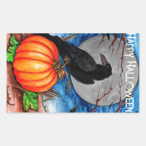 Halloween Raven Rectangular Sticker