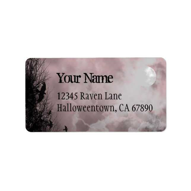 Halloween Raven Red Sky Custom Address Label (Front)
