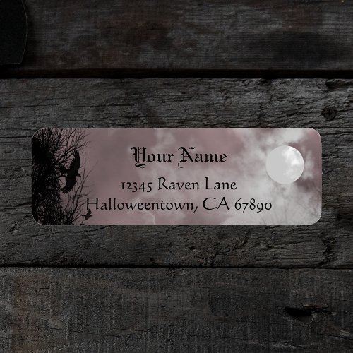 Halloween Raven Red Sky Custom Address Label