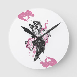 Halloween Raven Round Acrylic Wall Clock w