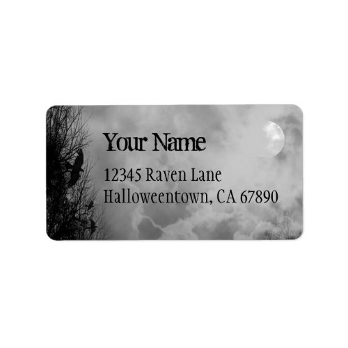 Halloween Raven Sky Black Custom Address Label