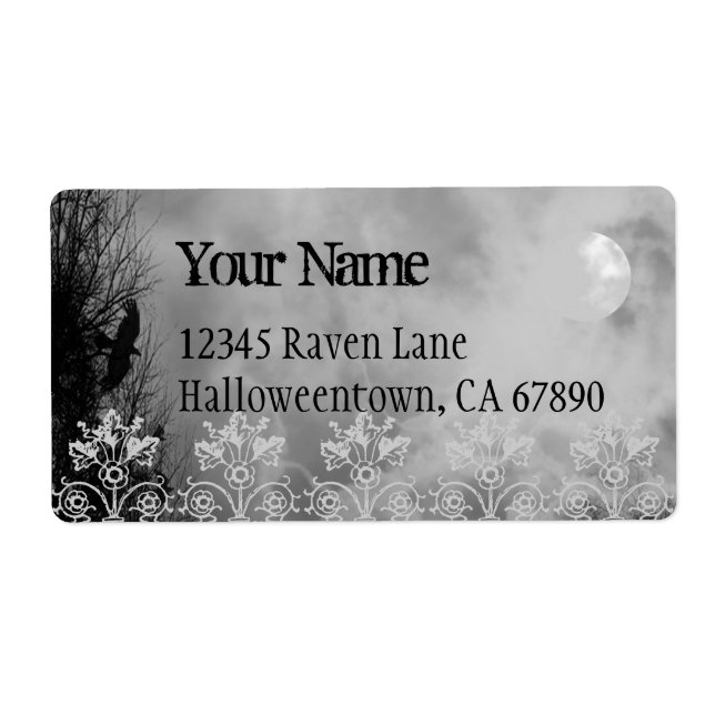 Halloween Raven Sky Black Custom Large Label (Front)