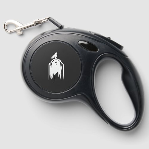 Halloween Raven Tombstone Silhouette Design Retractable Pet Leash