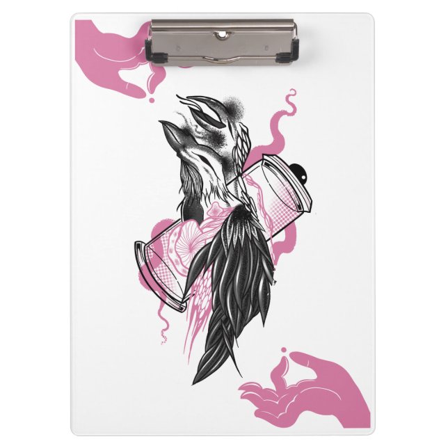 Halloween Raven with Lotus Hands Art Spiral Notebo Clipboard (Front)