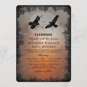 Halloween Ravens and Hearts CUSTOM EDITABLE Invitation