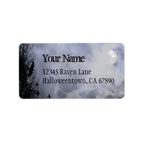 Halloween Ravens Blue Sky Custom Address Label