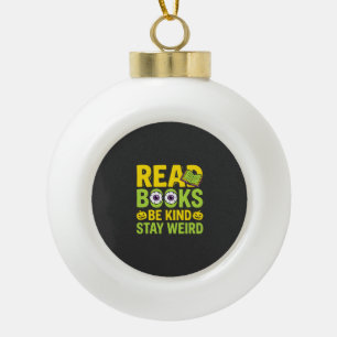 Halloween Read Books Be Kind Stay Weird Design Ceramic Ball Christmas Ornament