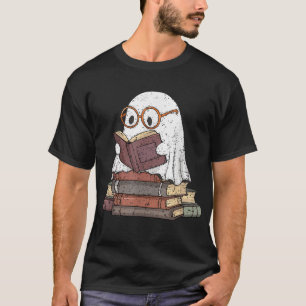  Halloween Reading Ghost Teacher Librarian Womens  T-Shirt