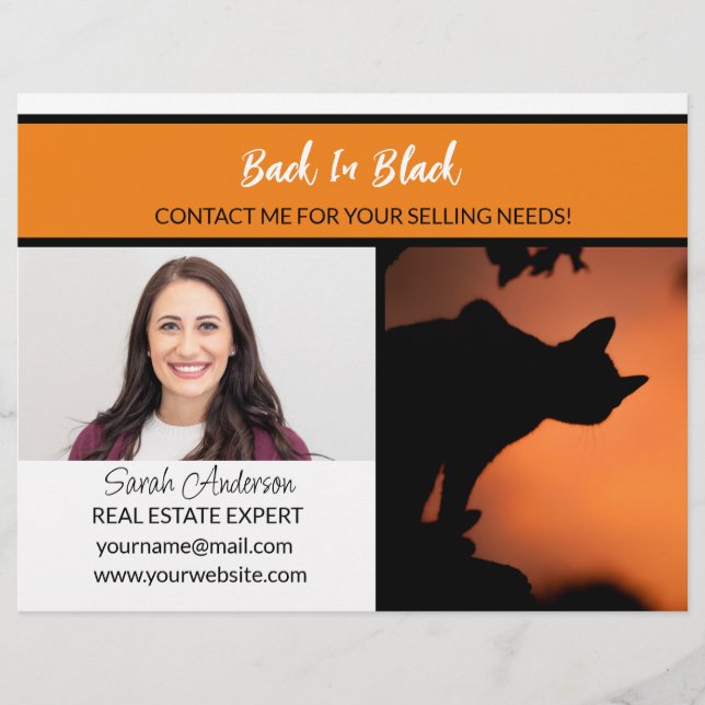 Halloween real estate back in black selling homes flyer (Front)