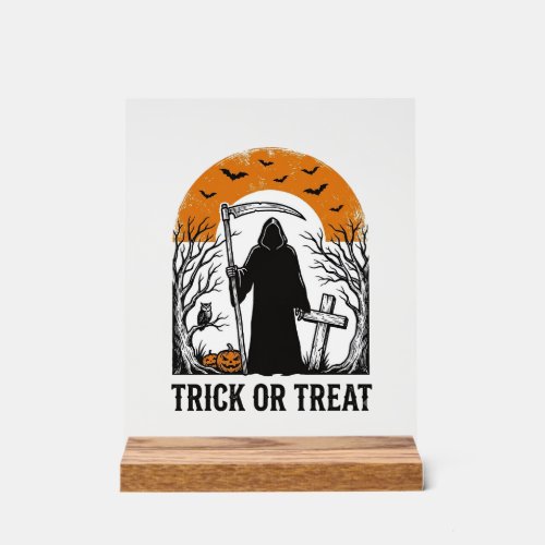 Halloween Reaper Trick Or Treat Vintage Spooky_1 Acrylic Sign
