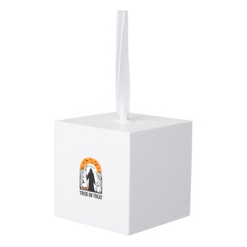 Halloween Reaper Trick Or Treat Vintage Spooky_1 Cube Ornament