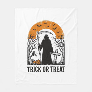 Halloween Reaper Trick Or Treat Vintage Spooky_1 Fleece Blanket
