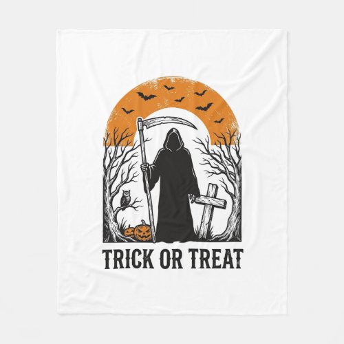 Halloween Reaper Trick Or Treat Vintage Spooky_1 Fleece Blanket