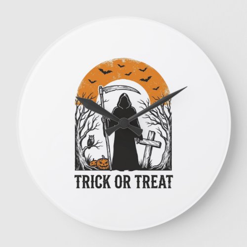 Halloween Reaper Trick Or Treat Vintage Spooky_1 Large Clock