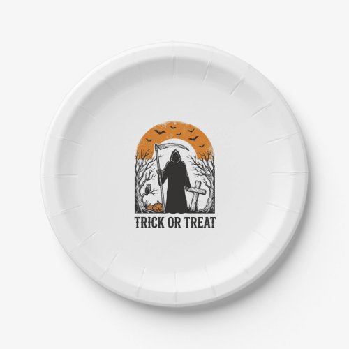 Halloween Reaper Trick Or Treat Vintage Spooky_1 Paper Plates