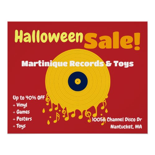 Halloween Record Shop Sale Indoor Poster Sign