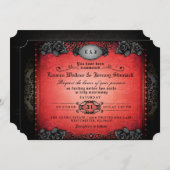 Halloween Red & Black Gothic Wedding RECEPTION Invitation (Front/Back)