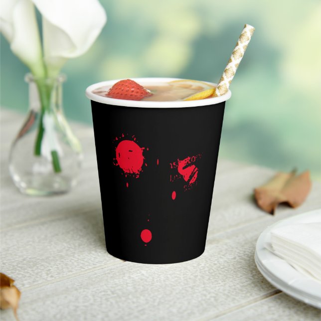 Halloween red blood black scary spooky paper cups (Insitu)