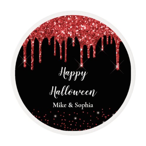 Halloween Red Blood Glitter Dripping Vampire Black Edible Frosting Rounds