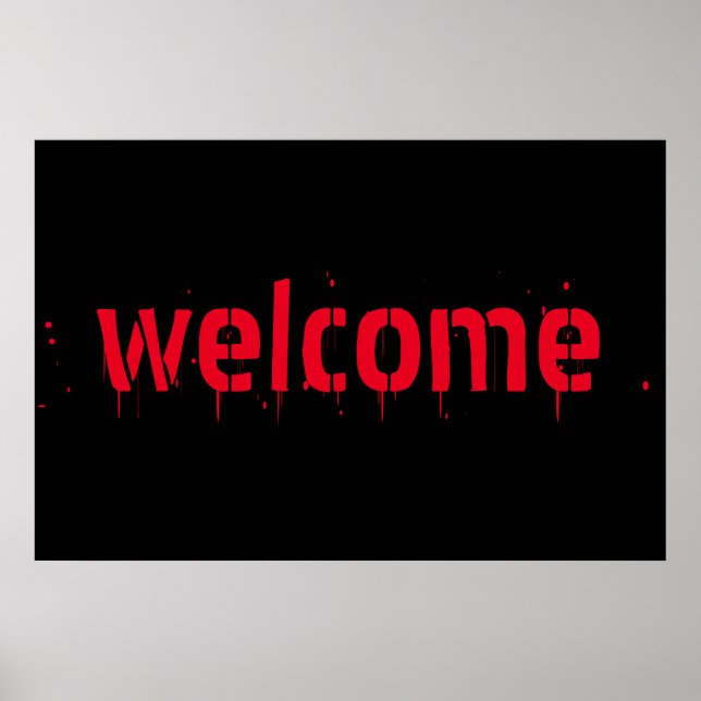Halloween red bloody scary Welcome decor poster (Front)