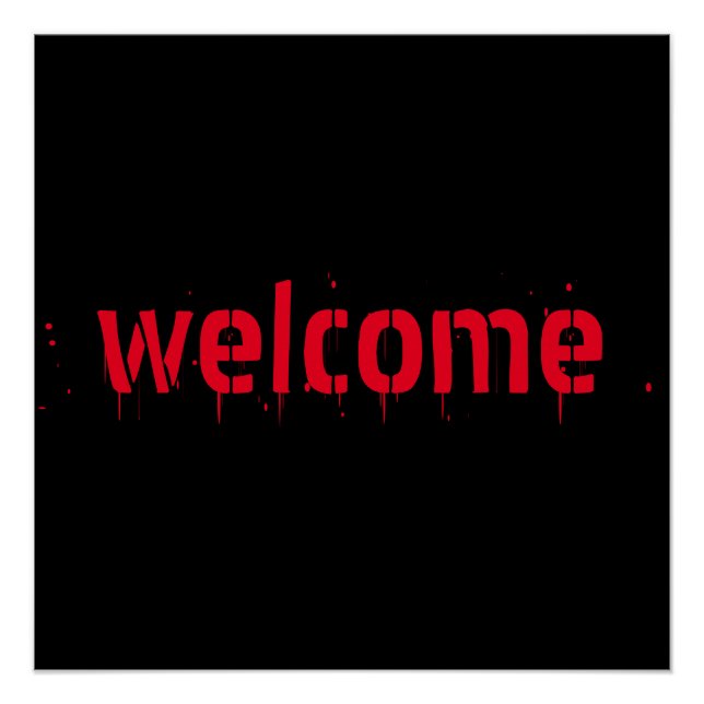 Halloween red bloody scary Welcome decor poster (Front)
