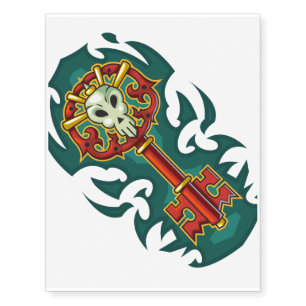 Halloween Red Monster Key Temporary Tattoos