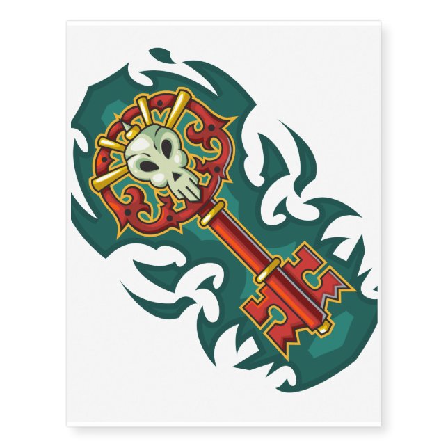 Halloween Red Monster Key Temporary Tattoos (Front)