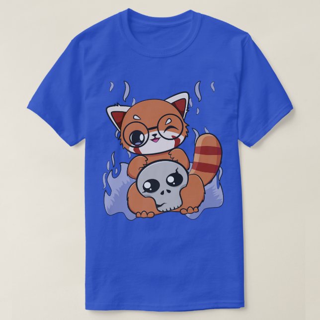 Halloween Red Panda Chibi Witch Pajama Anime Bear  T-Shirt (Design Front)