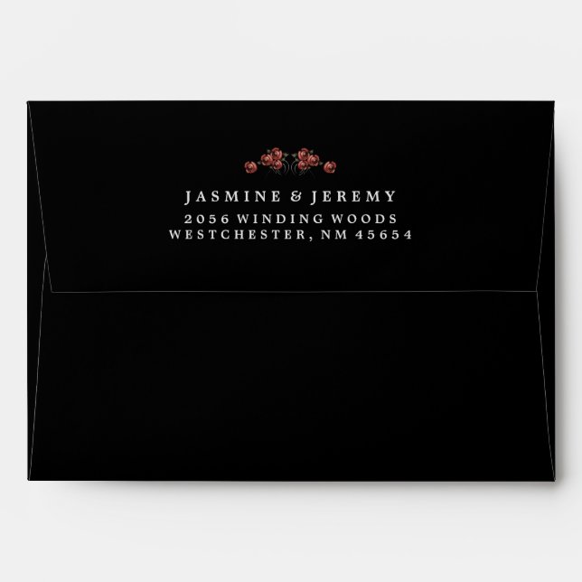 Halloween Red Rose Matching Wedding Envelope (Back (Top Flap))