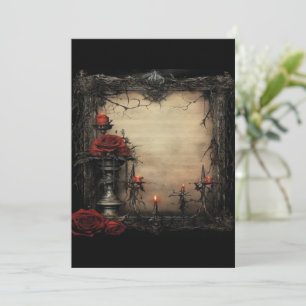 Halloween red rose with candles invitation