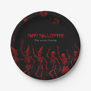Halloween Red Skeletons Paper Plates