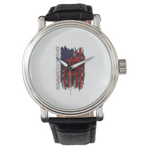 Halloween Red Skull American Flag Spider Webs Bats Watch