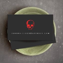 Halloween Red Skull Black  Business Card