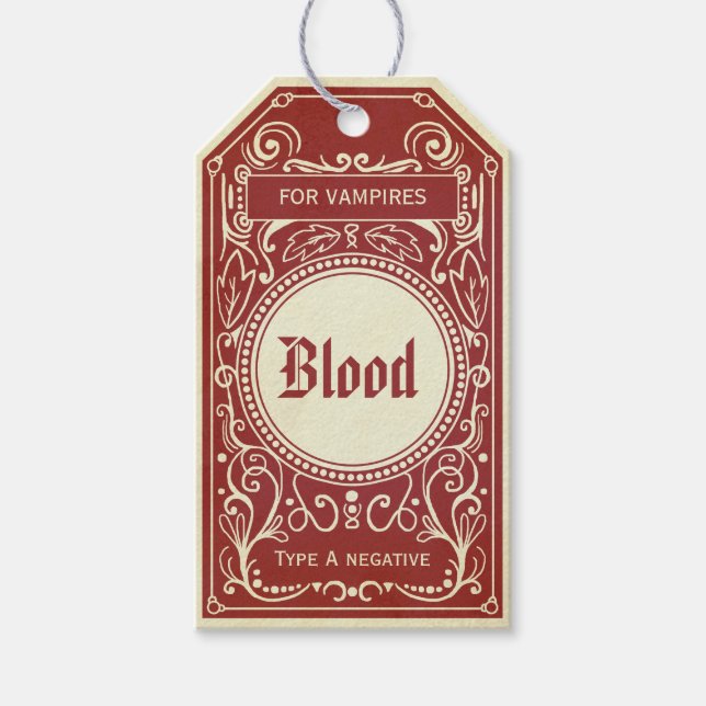 Halloween red vintage vampire blood tag (Front)